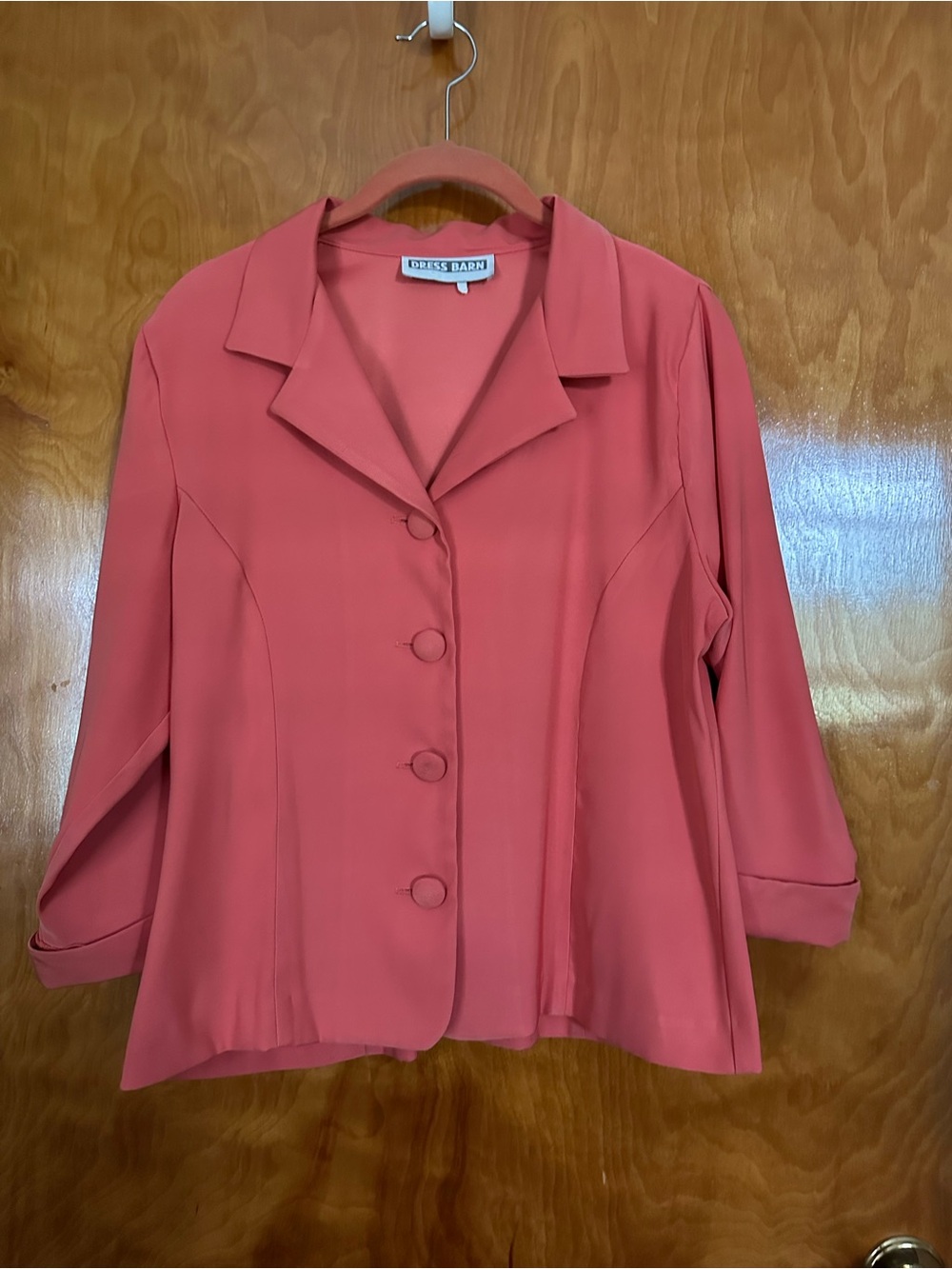 Dress Barn Coral-Red Tailored Button Blazer Jacket